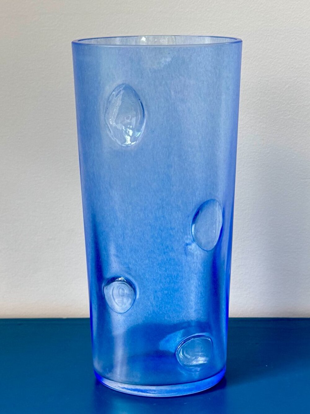 Kosta Boda Blue Art Glass Vase Dot Optic Bertil Vallien  48703